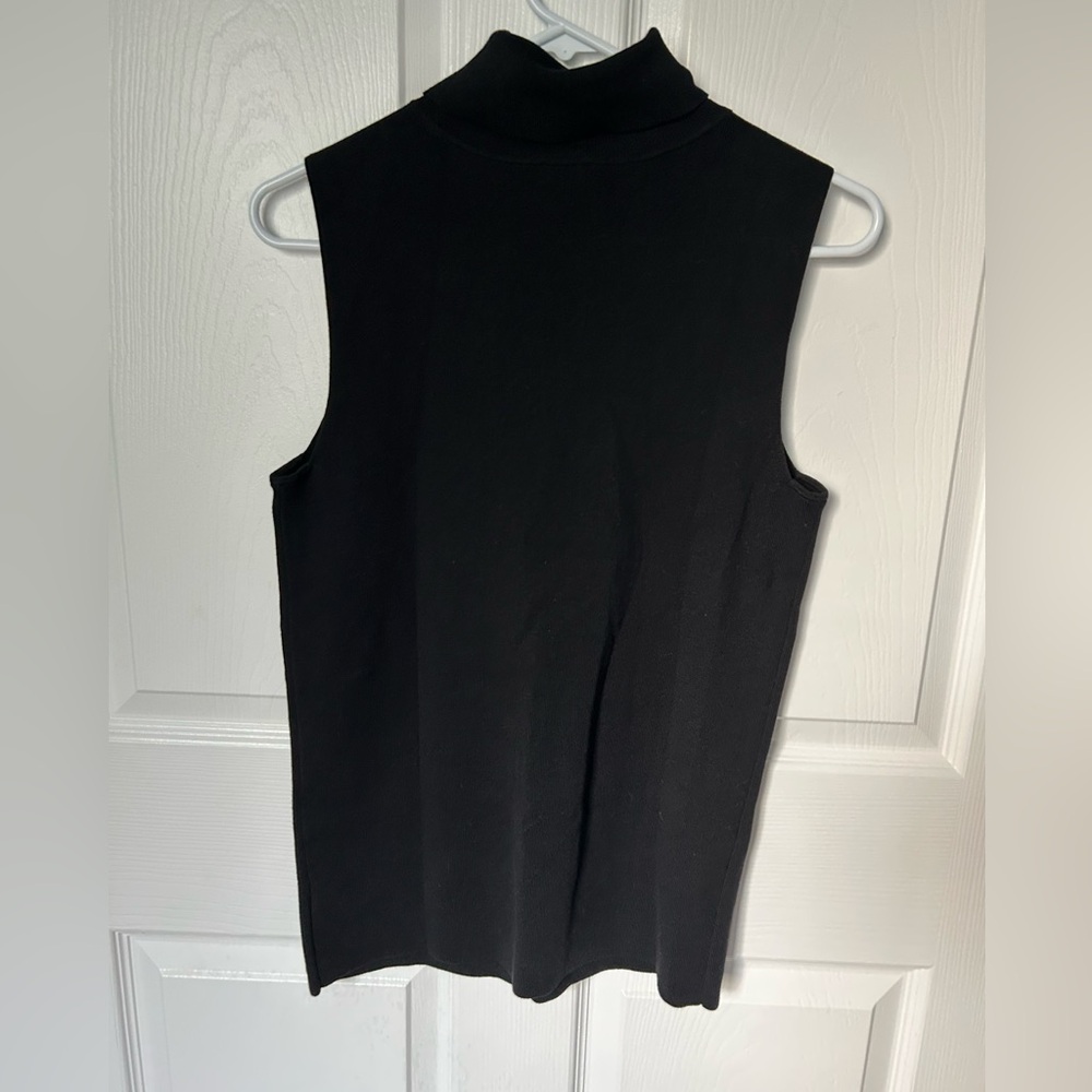Talbots Black Sleeveless Mock Neck Top Size Petite Large NWT